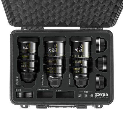 DZOFILM Pictor Zoom 3 Lens Bundle 12-25mm + 20-55mm + 50-125mm T2.8 (PL&EF interchangeable Mount, Black)