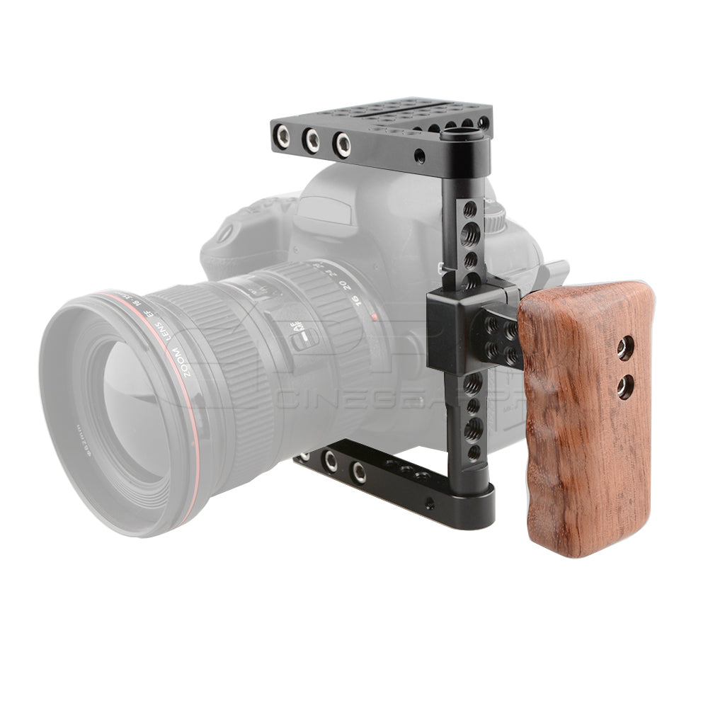 CGPro Compact Camera Half Cage Rig With NATO Left Handle Wooden Grip Rig/Kits - CINEGEARPRO
