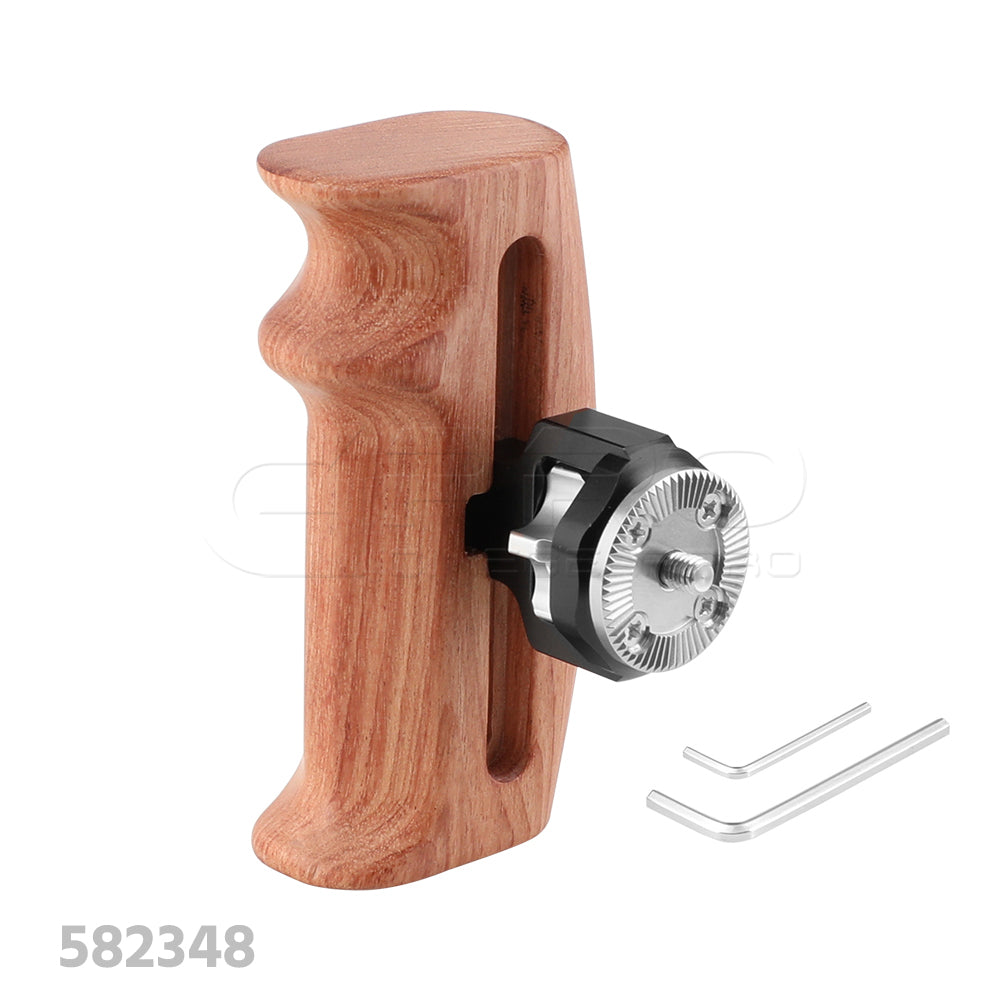 CGPro Adjustable Wooden Handgrip With Rosette Mount M6 Thumbscrew Connection For DLSR Camera Cage Kit (Either Side) Wooden Handles - CINEGEARPRO