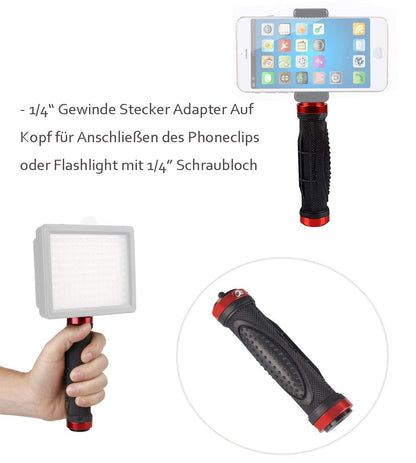CGPro Camera Rubber Hand Grip With 1/4" Screw Thread On Head & 3/8 Inch Screw Hole For Monitor Gopro LED light Handles - CINEGEARPRO