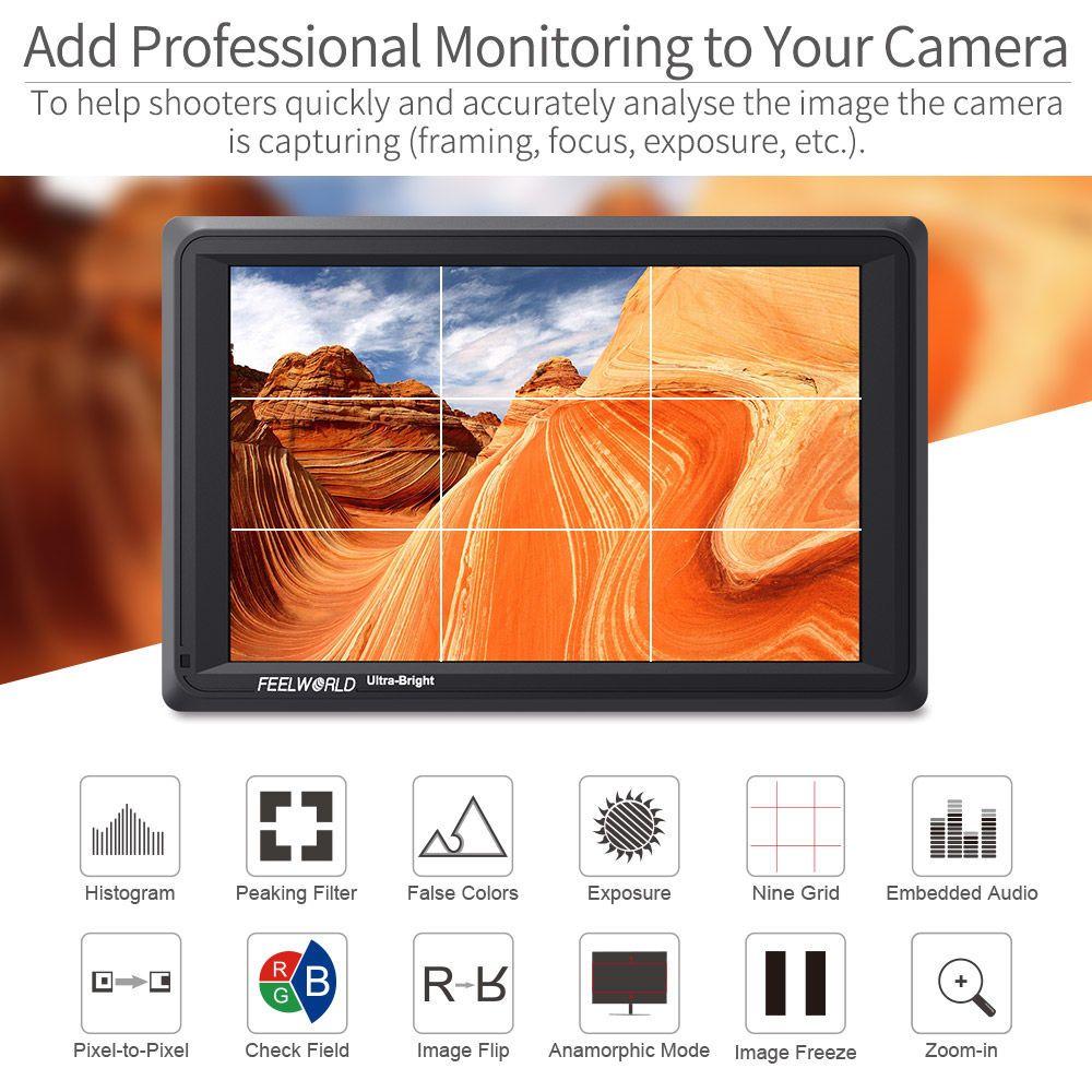 FEELWORLD FW279S 7 Inch 2200nit Daylight Viewable Monitor 3G-SDI 4K HDMI In/Out Monitor - CINEGEARPRO