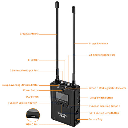 COMICA CVM-WM200 PRO UHF Metal Dual-channel Wireless Microphone
