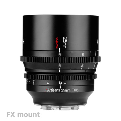 7Artisans 25mm T1.05 APS-C MF Cine Lens E/FX/RF/L/M43 Mount