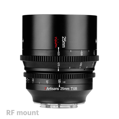 7Artisans 25mm T1.05 APS-C MF Cine Lens E/FX/RF/L/M43 Mount