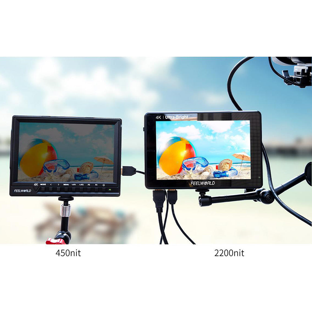 FEELWORLD LUT7S 7 Inch 2200nits 3D LUT Touch Screen DSLR Camera Field Monitor with Waveform VectorScope  - CINEGEARPRO