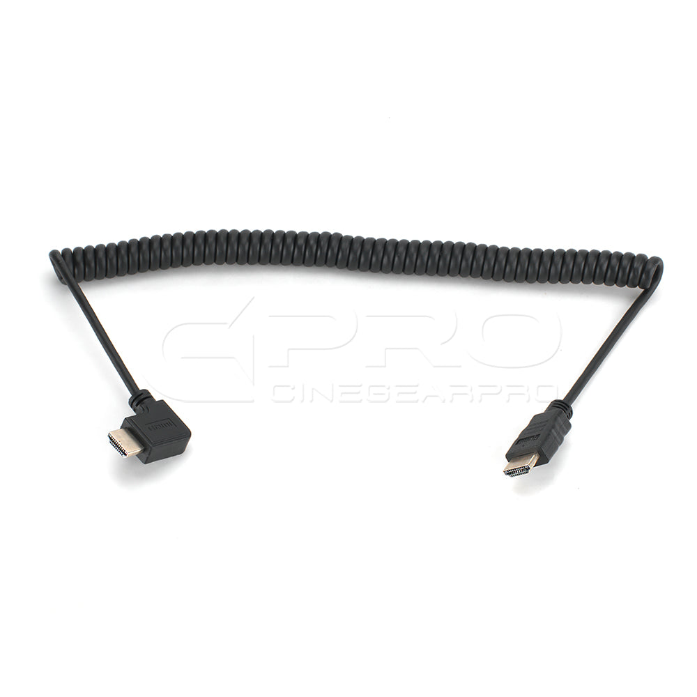 CGPro AM-AML-SC HDMI (A) to Right/Left Angle HDMI (A) Spring Curl Flexible Cable  - CINEGEARPRO