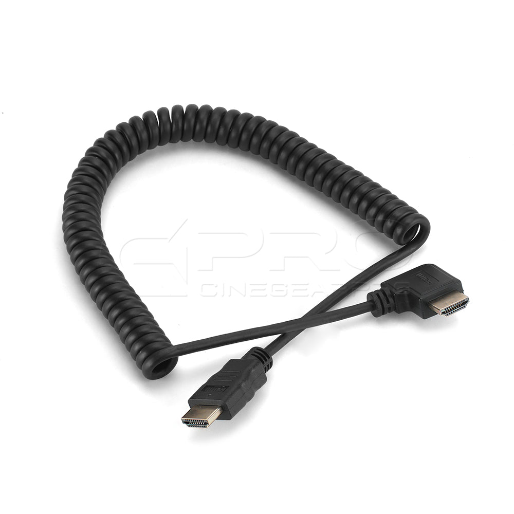 CGPro AM-AML-SC HDMI (A) to Right/Left Angle HDMI (A) Spring Curl Flexible Cable  - CINEGEARPRO
