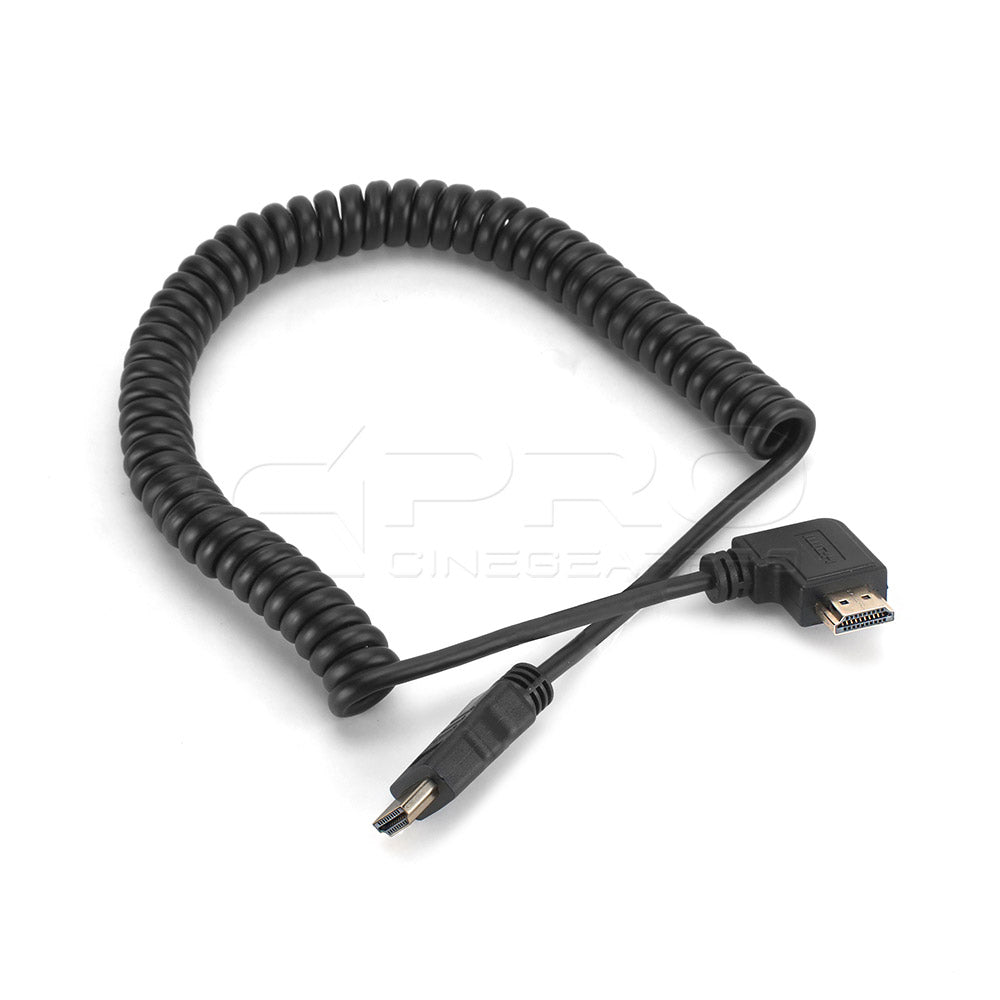 CGPro AM-AML-SC HDMI (A) to Right/Left Angle HDMI (A) Spring Curl Flexible Cable  - CINEGEARPRO