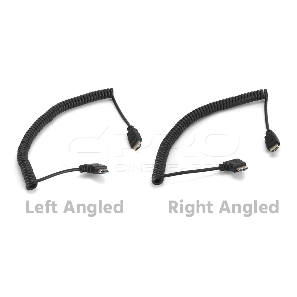 CGPro AM-AML-SC HDMI (A) to Right/Left Angle HDMI (A) Spring Curl Flexible Cable  - CINEGEARPRO