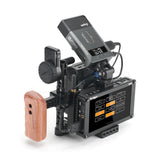CGPro Compact Camera Half Cage Rig Compatible Monitor/Camera With NATO Left Handle Wooden Grip