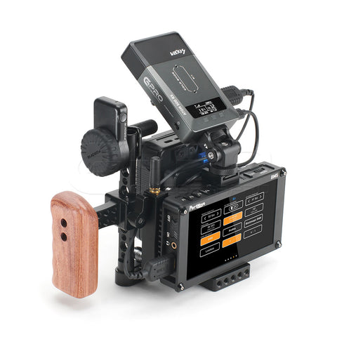 CGPro Compact Camera Half Cage Rig Compatible Monitor/Camera With NATO Left Handle Wooden Grip