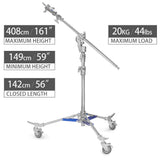 CINEGRIPPRO G07004 Junior Roller Stand with Boom Arm Maximum Height 4080mm/161" Load Capacity 20kg/44lbs
