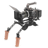 CGPro Pro Camcorder Shoulder Rig With Manfrotto QR Base Plate & ARRI Rosette Wooden Dual Handgrip