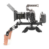 CGPro Pro Camcorder Shoulder Rig With Manfrotto QR Base Plate & ARRI Rosette Wooden Dual Handgrip