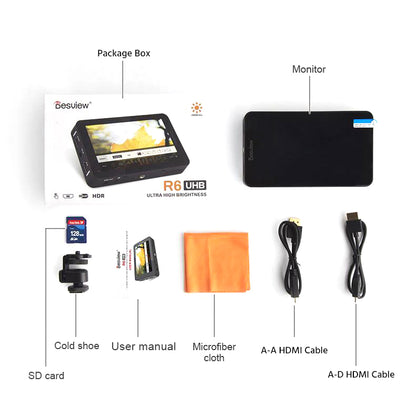 Desview R6 UHB 2800nits 5.5" Touch Screen Full HD 4K HDMI Monitor Ultra High Brightness with 3D LUTs/HDR/waveform/vectorscope