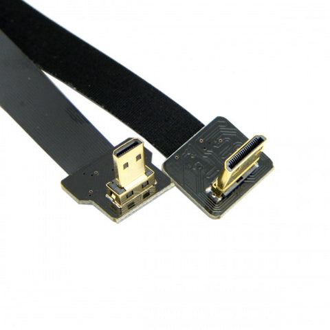 CGPro 90 Degree Down Angled FPV Mini HDMI Male to Marco HDMI Male FPC Flat Cable 20cm for Multicopter Aerial Photography