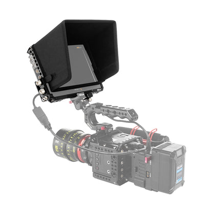 Nitze JT-B02B Monitor Cage for Blackmagic Video Assist 7” 12G HDR with Sunhood, HDMI and USB-C Cable Clamps
