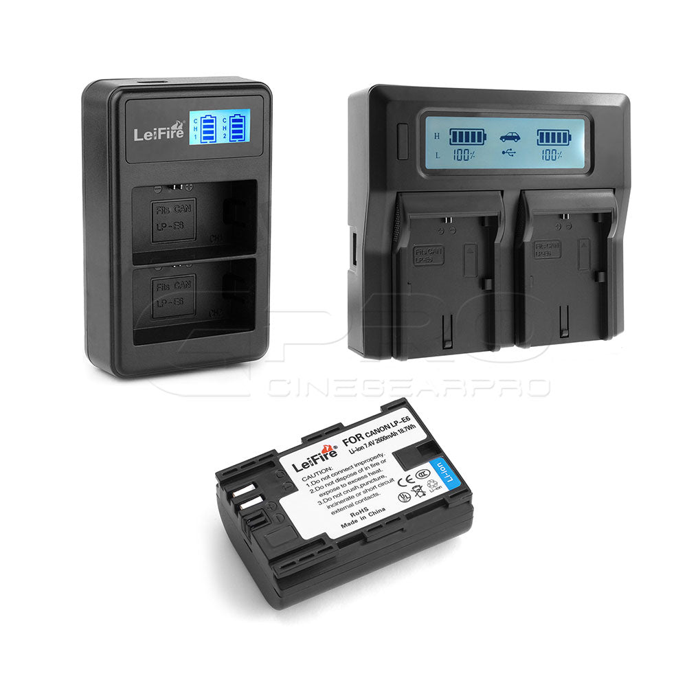 LP-E6 Replacement Battery Dual Charger Bundle Kit Battery - CINEGEARPRO