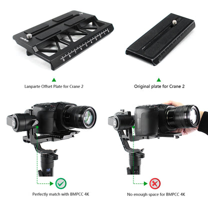 LanParte Offset Camera Plate for Zhiyun-Tech Crane 2 Plate - CINEGEARPRO