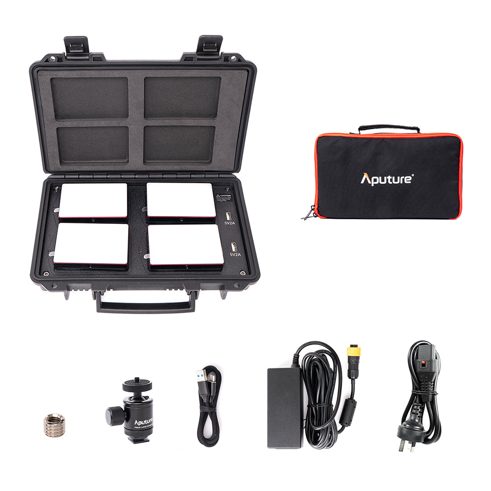 Aputure MC RGBWW 3200K-6500K LED Light 4/12-Light Travel  Kit W/ Charging Case