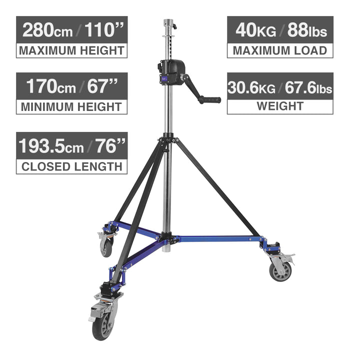 CINEGRIPPRO G07005 Heavy-Duty Wind-Up Low Base Steel Roller Stand