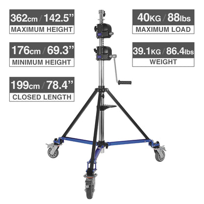 CINEGRIPPRO G07009 Heavy-Duty Double Wind-Up Low Base Steel Roller Stand