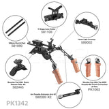 CGPro Pro Camcorder Shoulder Rig With Manfrotto QR Base Plate & ARRI Rosette Wooden Dual Handgrip