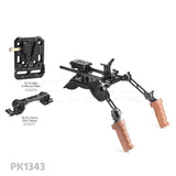 CGPro Pro Camcorder Shoulder Rig With Manfrotto QR Base Plate & ARRI Rosette Wooden Dual Handgrip