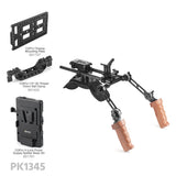 CGPro Pro Camcorder Shoulder Rig With Manfrotto QR Base Plate & ARRI Rosette Wooden Dual Handgrip