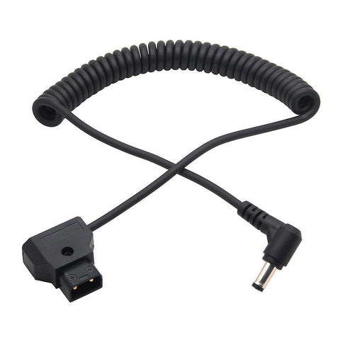 CGPro Coiled D-Tap Male to Right Angle DC 5.5x2.5mm Cable for DSLR Rig Power V-Mount Anton Battery