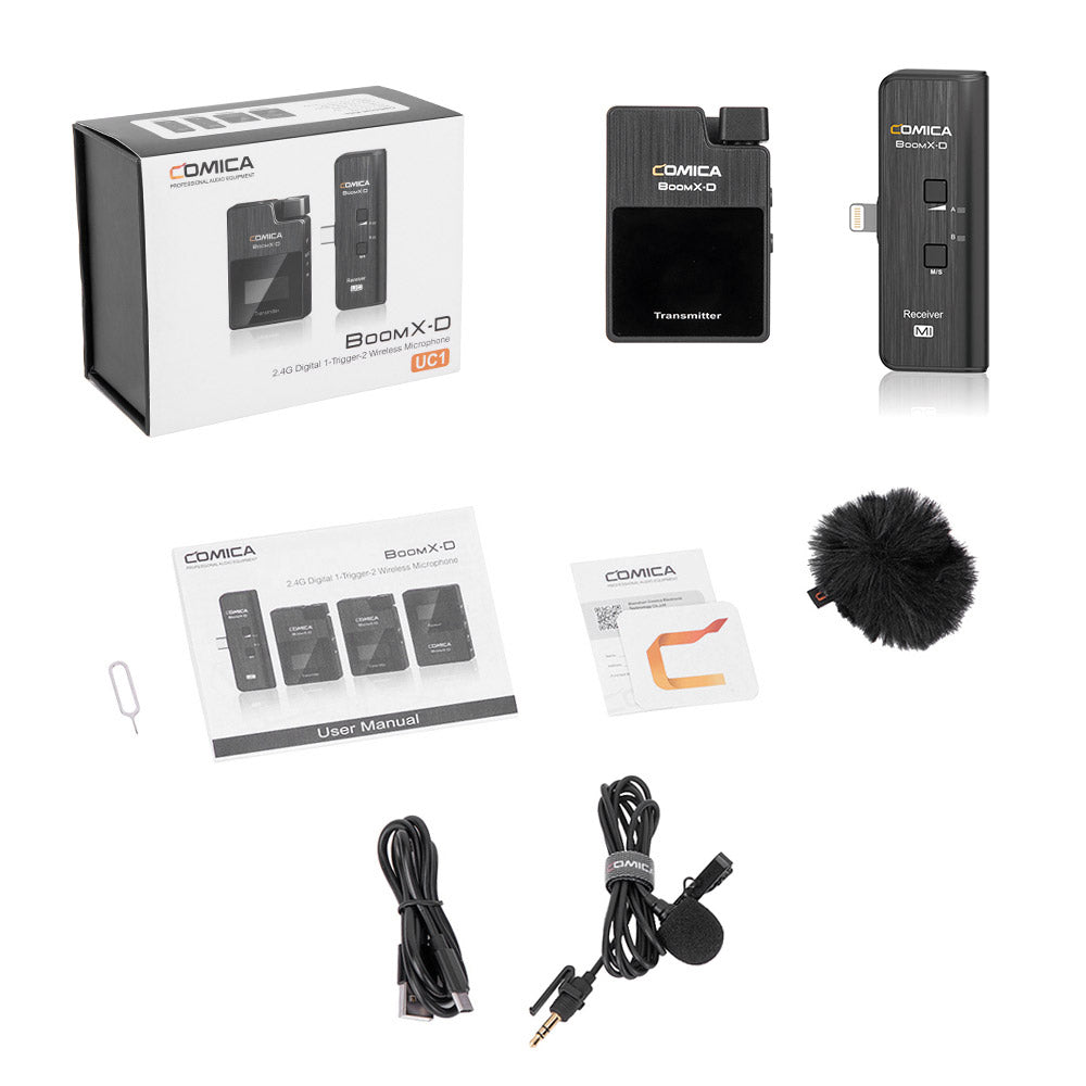 COMICA BoomX-D 2.4G Digital 1-Trigger-2 Wireless Microphone For Smartphone