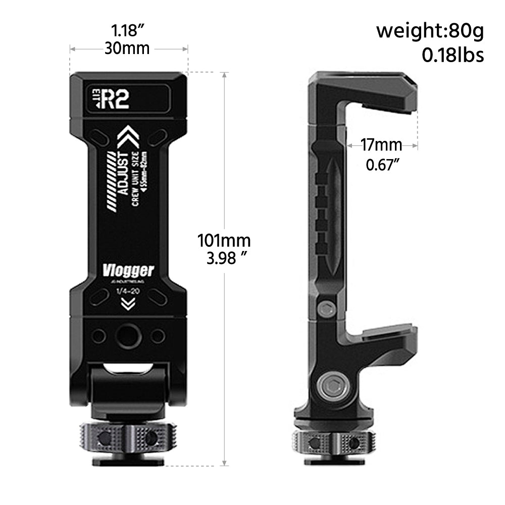 Vlogger Phone Clamp Built in Cold Shoe Apdater and NATO Rail