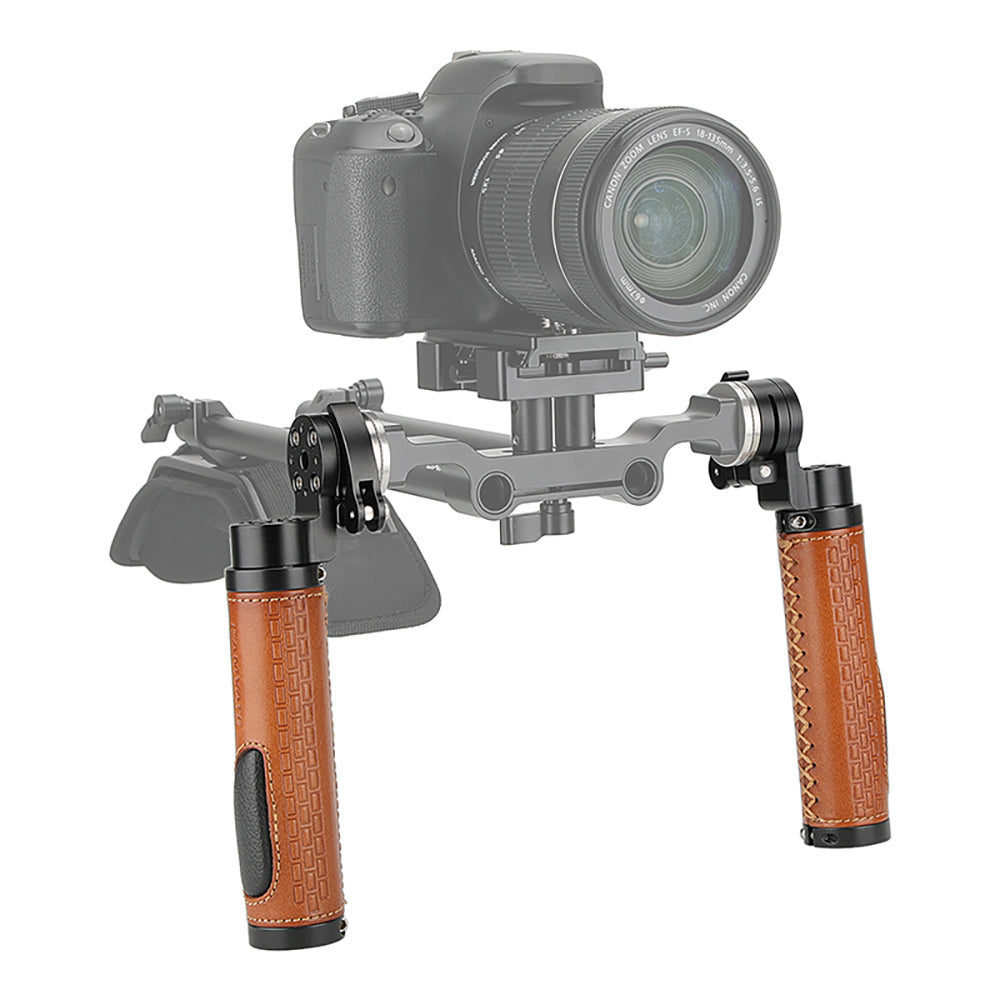 CGPro 2× Genuine Leather Hand Grip With ARRI Rosette M6 Thumbscrew Knob For Handheld DSLR Camera Shoulder Mount Rig