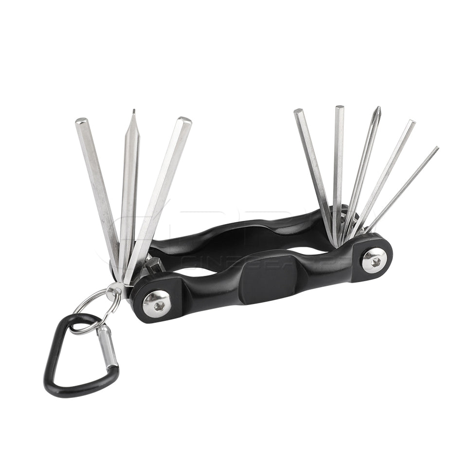 CGPro Multi purpose 8 in 1 Allen Wrench Hex Key Set Screwdriver Tool Kit Foldable Portable For Photographic Accessories Assembly