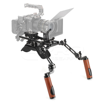 CGPro Pro Camcorder Shoulder Rig With Manfrotto QR Base Plate & ARRI Rosette Dual Handgrip