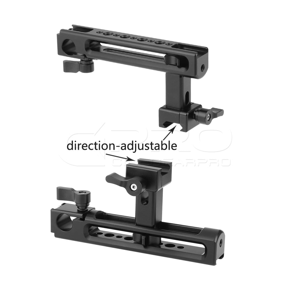 CGPro NATO Top Handgrip (Aluminum) With Built-in 15mm Rod Clamp & Shoe Mount Adapters For DSLR Camera Cage Kit Top Handles - CINEGEARPRO