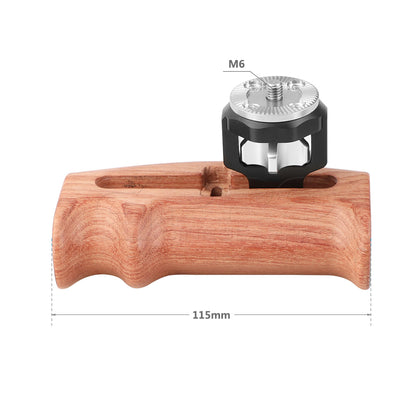 CGPro Adjustable Wooden Handgrip With Rosette Mount M6 Thumbscrew Connection For DLSR Camera Cage Kit (Either Side) Wooden Handles - CINEGEARPRO