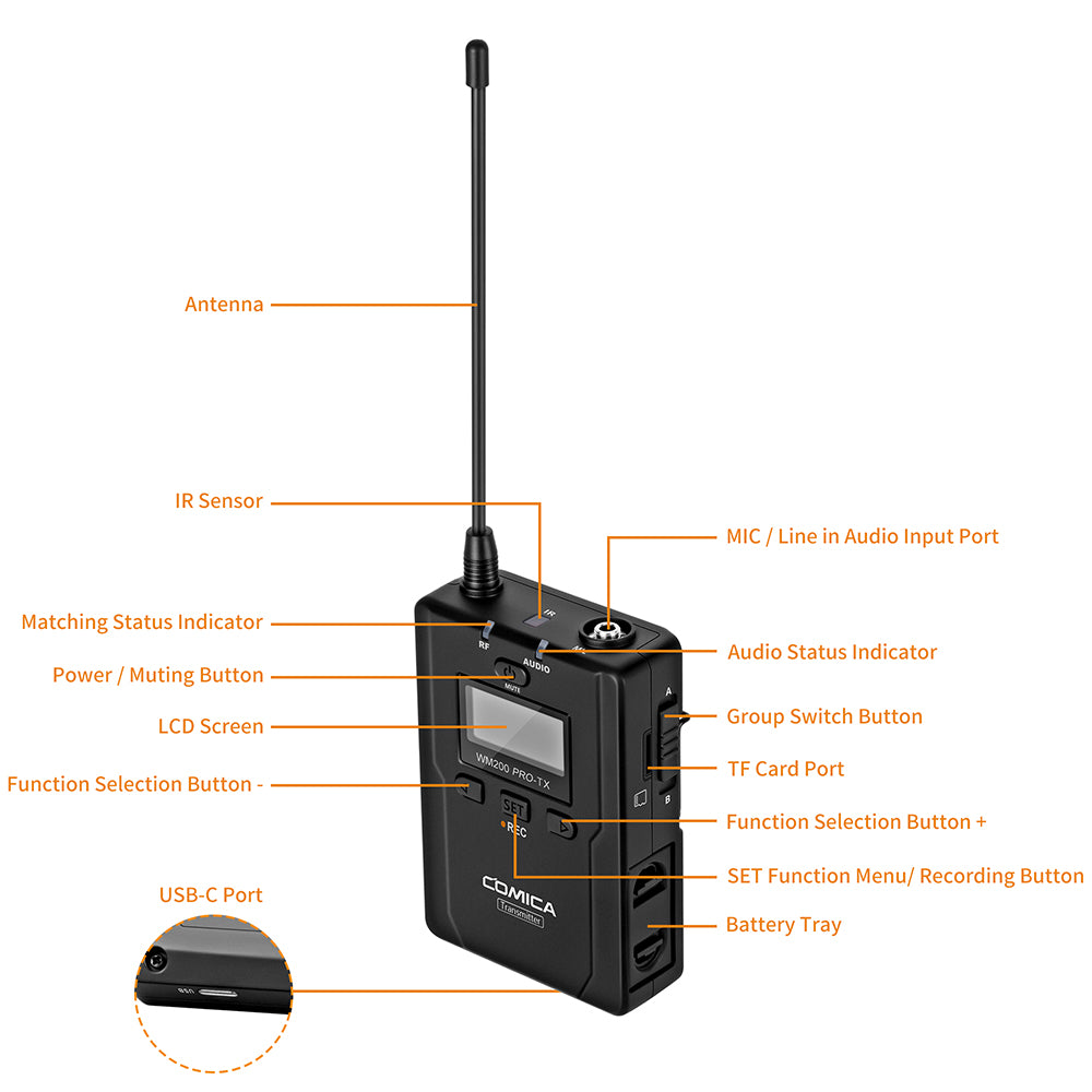 COMICA CVM-WM200 PRO UHF Metal Dual-channel Wireless Microphone