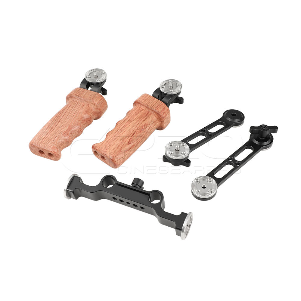 CGPro Wooden Grip With Top ARRI Rosette M6 Thread Connection For DLSR Camera Shoulder Mount Rig Rod Handles - CINEGEARPRO
