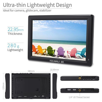 FEELWORLD T756 7" 4K On-camera Monitor with HDMI Input/ Output IPS Full HD 1920x1200 Monitor - CINEGEARPRO