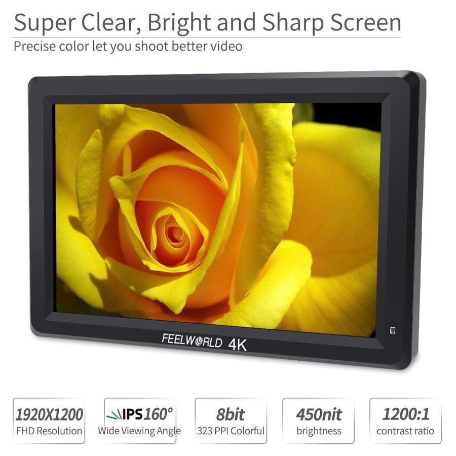 FEELWORLD T756 7" 4K On-camera Monitor with HDMI Input/ Output IPS Full HD 1920x1200 Monitor - CINEGEARPRO