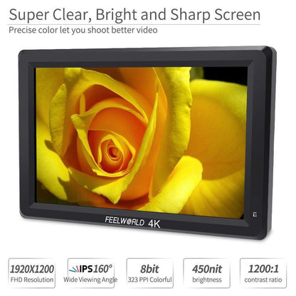 FEELWORLD T756 7" 4K On-camera Monitor with HDMI Input/ Output IPS Full HD 1920x1200 Monitor - CINEGEARPRO