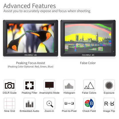 FEELWORLD T756 7" 4K On-camera Monitor with HDMI Input/ Output IPS Full HD 1920x1200 Monitor - CINEGEARPRO