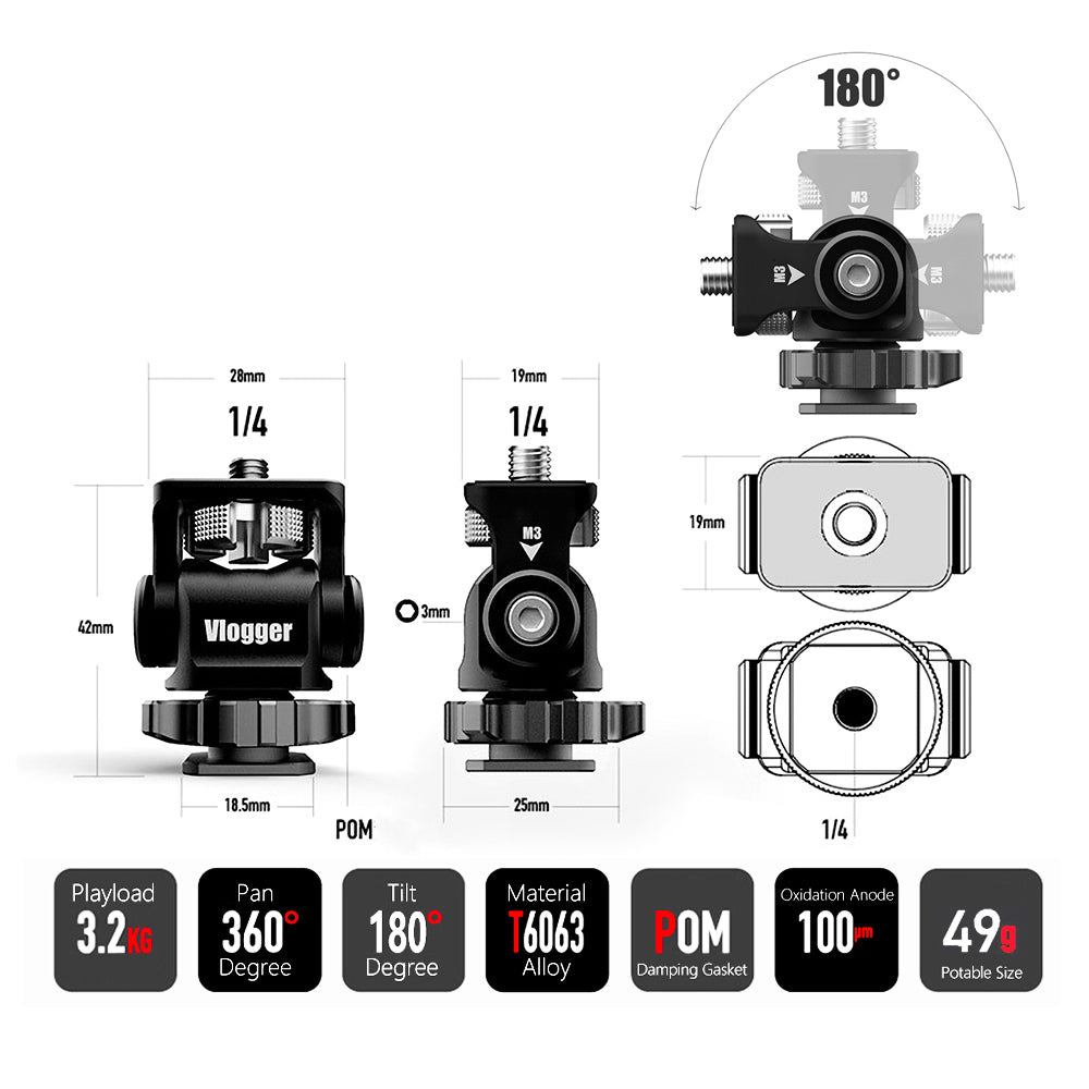 Vlogger Multi-Functional Swivel and Tilt Monitor Mounting Kit