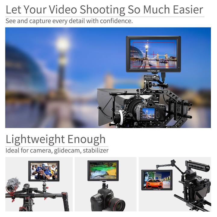 FEELWORLD T756 7" 4K On-camera Monitor with HDMI Input/ Output IPS Full HD 1920x1200 Monitor - CINEGEARPRO